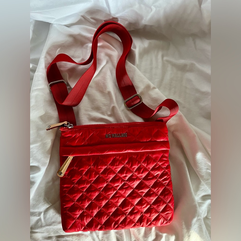 MZ WALLACE Metro Flat Crossbody Bag 
Red
